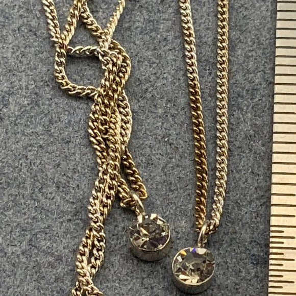 Claire's Triple Rhinestone Necklace Silver Three Strand Chain Sliding Pendant - Picture 6 of 6